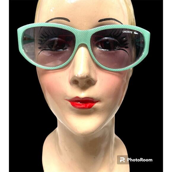 Lacoste Vintage Mint Green Gold Sunglasses 1990’s Green Pattern - Picture 1 of 16
